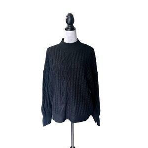 NWT Vince Camuto Cable Knit Mock Neck Sweater Womens XL Pullover‎ Rich Black New